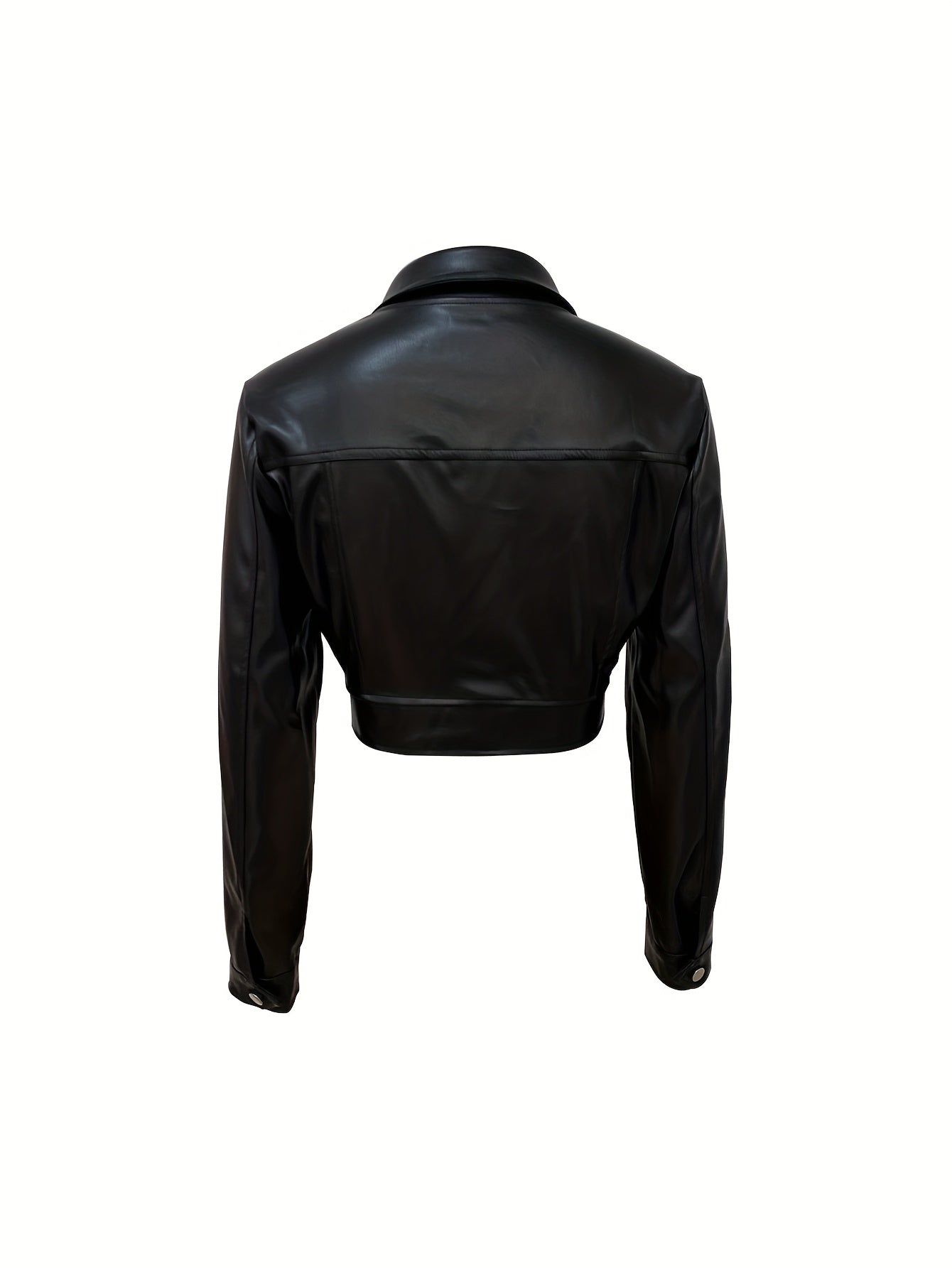 1pc Vintage Style Women'S Leather Jacket, Solid Color Polyester Fiber, All-Season Fashion Outerwear