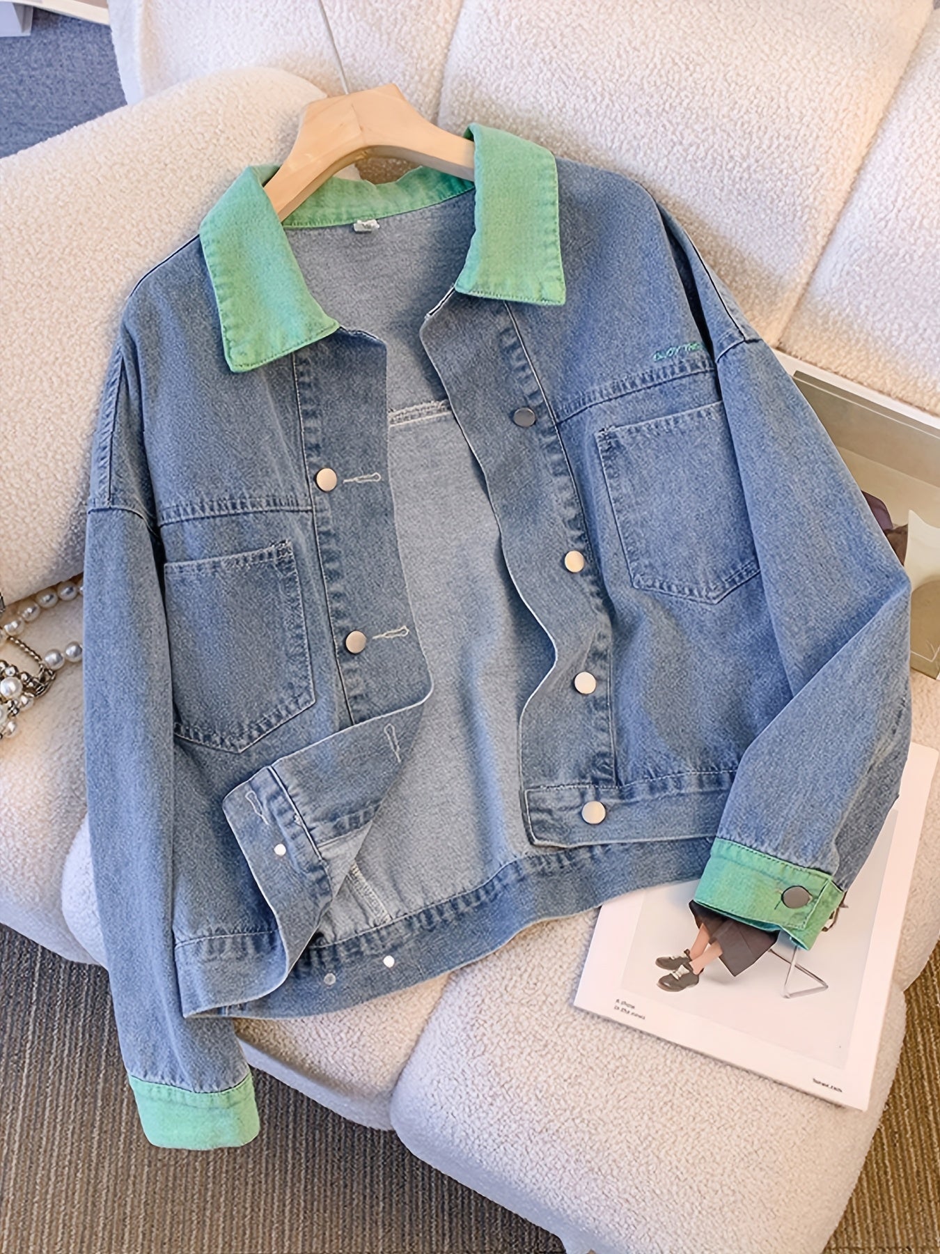 Women's Casual Jacket with Unique Design 2025 Spring\u002FSummer New Single-Breasted Button-Up Small Fresh Color Block Patchwork Loose-Fit Versatile Retro Women's Blazer