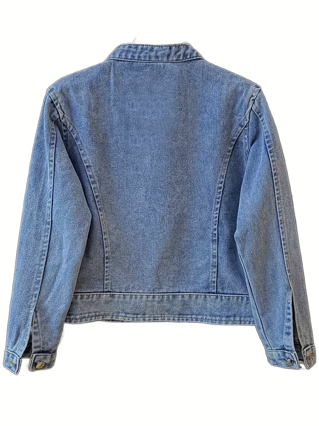 New Chinese Style Windproof Button Butterfly Embroidered Long Sleeve Denim Jacket, Spring Casual Retro Stand Collar New National Style Women'S Short Jacket Casual Jacket