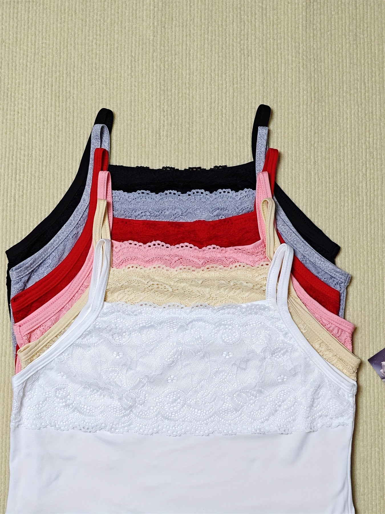 Six-piece Set Women's Strapless Contrast Lace Patchwork Vest Women's Bottoming Outerwear Sleeveless Top Vest Strapless Women's Inner Vest