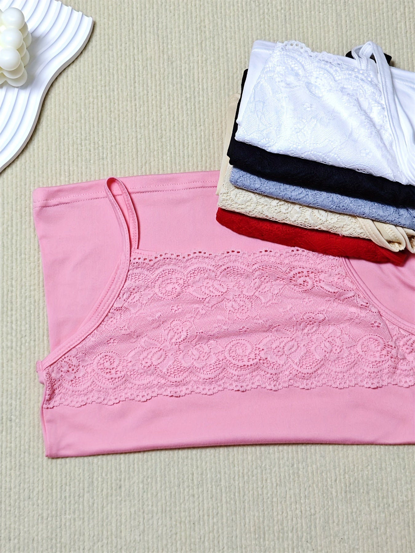 Six-piece Set Women's Strapless Contrast Lace Patchwork Vest Women's Bottoming Outerwear Sleeveless Top Vest Strapless Women's Inner Vest